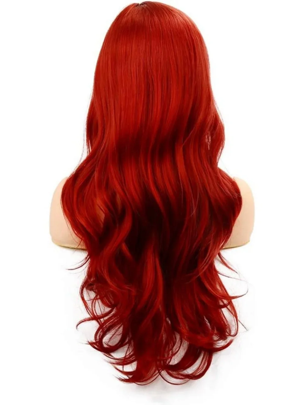 Natural-Looking Long Curly Wavy Red Wig for Women - Heat Resistant Cosplay Hair